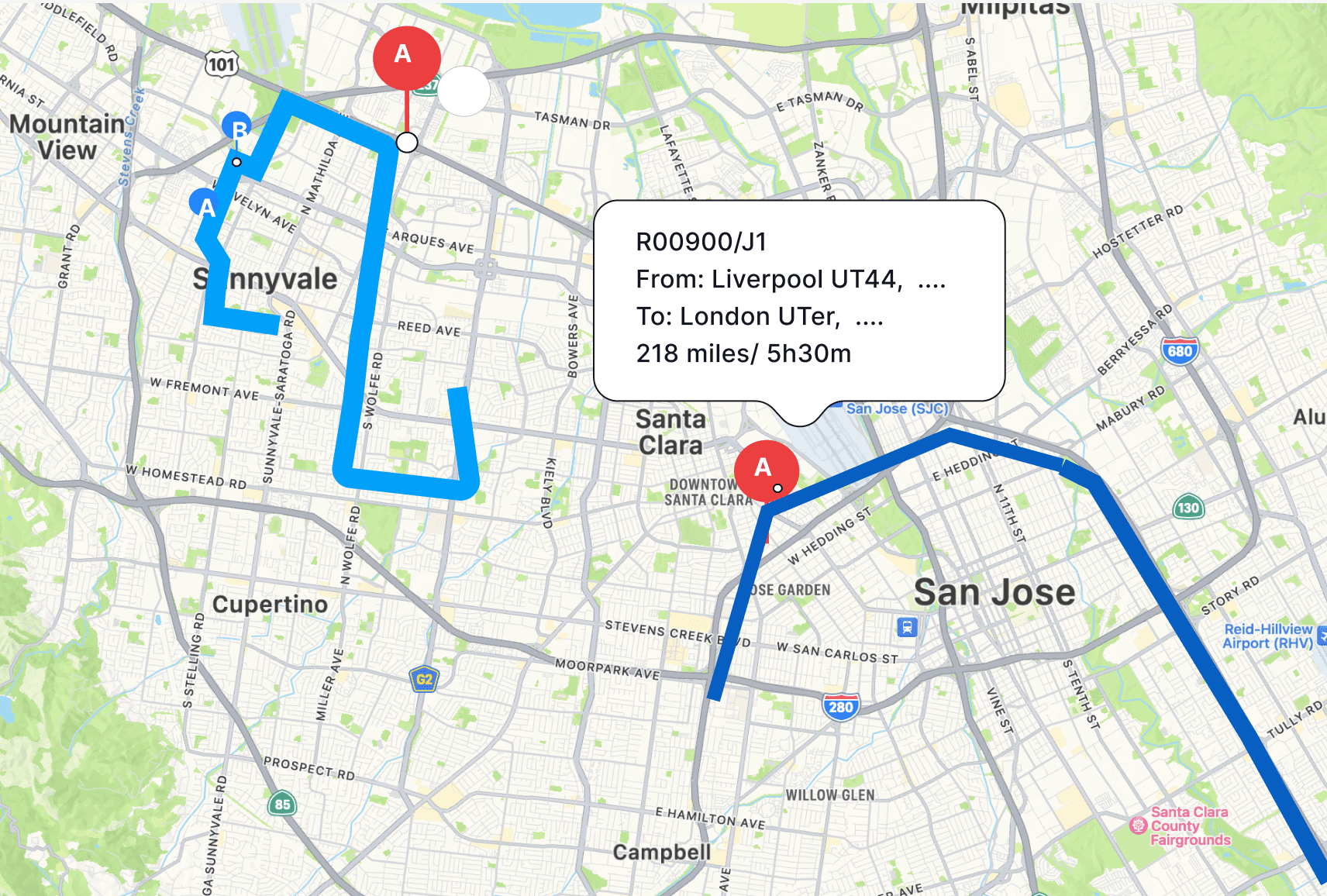 ROADZ fleet tracking map with live route and vehicle positions